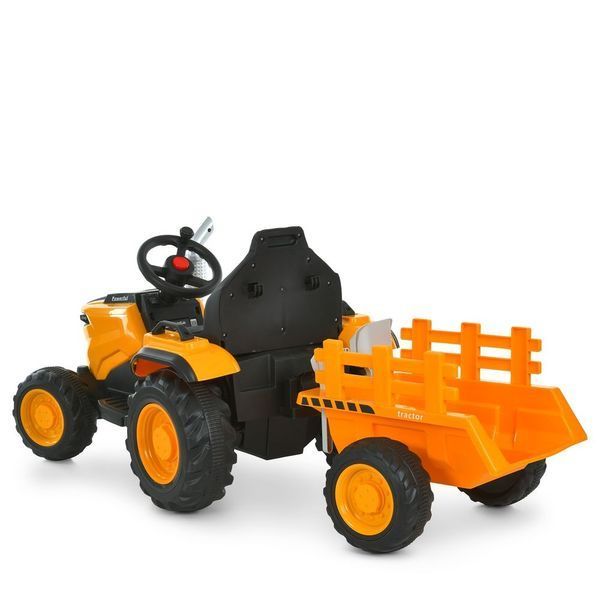 Дитячий електротрактор Bambi M 6261EBLR-6 з причепом EVA колеса 12V жовтий M 6261EBLR-6 фото