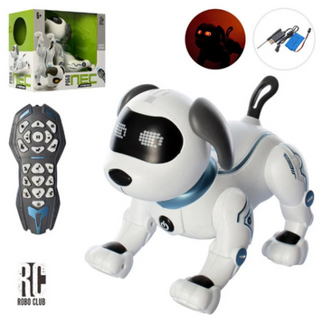Інтерактивна собака RC 0004 на радіокеруванні, музика, світло, акумулятор, USB зарядка, пульт, рухається, виконує команди, пластик, висота 20 см, коробка 29&times;27&times;17,5 см, англійська мова. RC 0004 фото