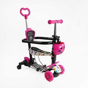 Самокат 5в1 LS-74050, Best Scooter, з ДОД. КОЛІСАМИ, захисний бампер, PU колеса зі світлом 163307 фото