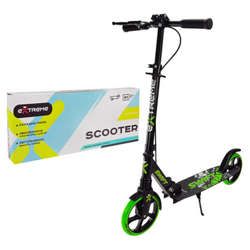 Самокат двоколісний Scooter Extreme SK2438 ,чорно-зелений міський складаний самокат, 200 мм PU колеса, алюмінієва рама, амортизатор, подвійне гальмо, регульоване кермо, 6+ SK2438 фото