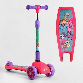 Самокат триколісний 68055 Best Scooter, СВІТЛО КОЛІС ТА ДИСКІВ, складене кермо, передні колеса PU 120х35мм, задні колеса PU 80х48мм 106837 фото