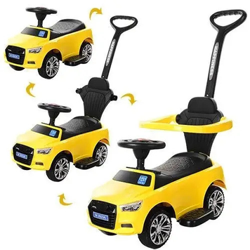 Каталка-толокар Bambi M 3503A-6 2в1, жовта, музика та світло, 68 см M 3503A-6 фото