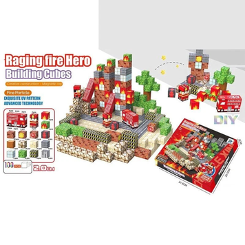 Магнітний конструктор Raging Fire Hero 100 елементів, кубики 2 см, пожежна станція, машини, герої, 188336 фото