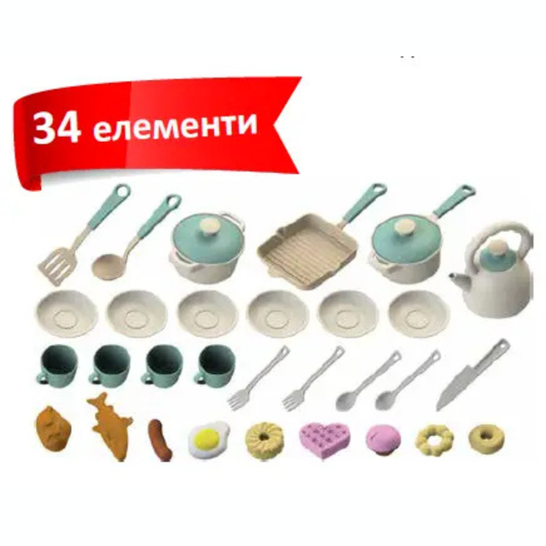 Велика дитяча ігрова кухня Doloni 01480/21 зі світлом і звуком кухня для дітей 34 предмети   фото