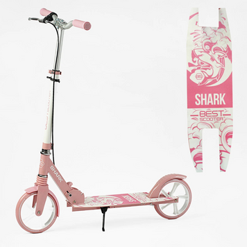 Самокат двоколісний "Best Scooter" SH-41102 "SHARK", з ручним гальмом, затискач керма, колеса PU - 20 см, 1 амортизатор 147564 фото
