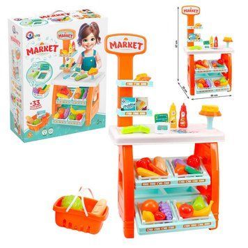 Іграшковий набір "Маркет" 0730, "Technok Toys", 33 елементи, наліпки, гроші, банківський термінал, тортівниця, продукти 169094 фото