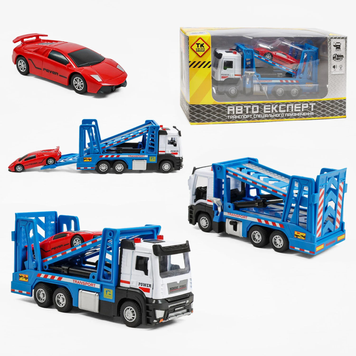 Машинка евакуатор Авто Експерт LS-7088-29, спецтехніка 1:32, інерційна модель зі звуком і підсвічуванням 194960 фото