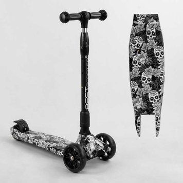 Самокат триколісний Best Scooter 65-878 MAXI, складне алюмінієве кермо, 3 колеса PU зі світлом, переднє 130х35 мм, заднє 80х45 мм 105402 фото