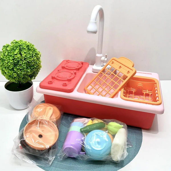 Кухня WD-Y41 з мийкою, що ллє воду, плита, посуд, продукти, 29 предметів, на батарейках WD-Y41 фото