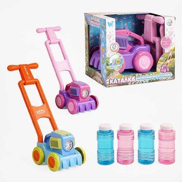 Іграшкова Газонокосарка з мильними бульбашками 26061 "WToys", 2 кольори, висота 43см, підсвічування, 2 пляшечки з мильним розчином 153548 фото