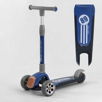 Самокат триколісний RS-8999, Best Scooter, СИНІЙ, складне алюмінієве кермо,&nbsp;3 колеса PU зі світлом, d = 120*50 мм 102024 фото
