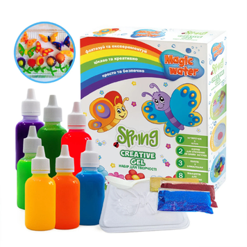 Набір для творчості Magic Water Creative Gel SPRING MV6031-04, 7 гелів, 8 трафаретів, 2 формочки 184627 фото
