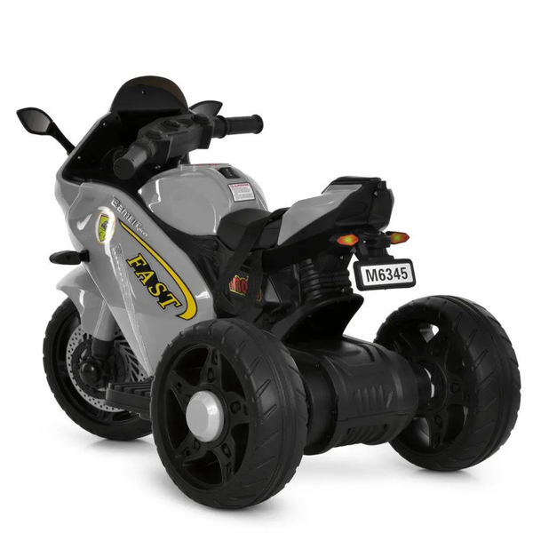 Дитячий електромотоцикл Bambi Racer M 6345ELR-11 сірий, 2 мотори 25W, EVA колеса, Bluetooth, пульт керування M 6345ELR-11 фото